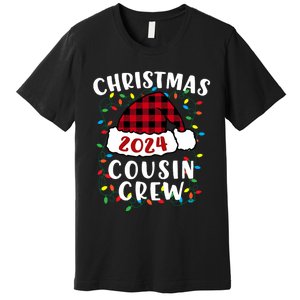 Christmas 2024 Cousin Crew Xmas Lights Santa Hat Pajamas Premium T-Shirt