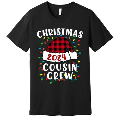 Christmas 2024 Cousin Crew Xmas Lights Santa Hat Pajamas Premium T-Shirt