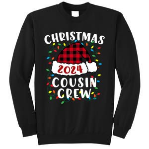 Christmas 2024 Cousin Crew Xmas Lights Santa Hat Pajamas Tall Sweatshirt