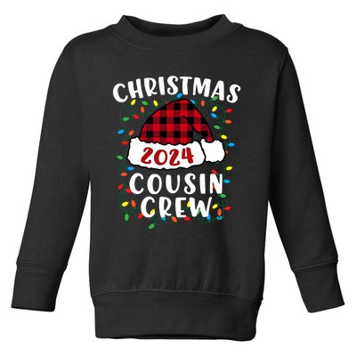 Christmas 2024 Cousin Crew Xmas Lights Santa Hat Pajamas Toddler Sweatshirt