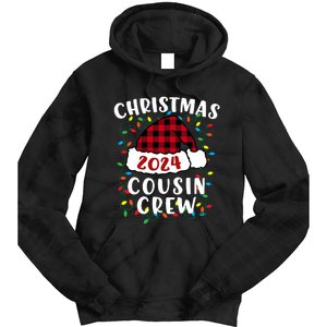 Christmas 2024 Cousin Crew Xmas Lights Santa Hat Pajamas Tie Dye Hoodie