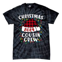 Christmas 2024 Cousin Crew Xmas Lights Santa Hat Pajamas Tie-Dye T-Shirt