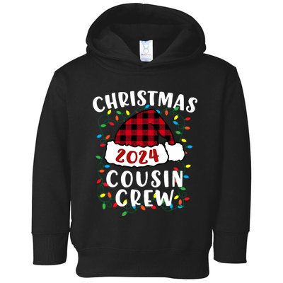 Christmas 2024 Cousin Crew Xmas Lights Santa Hat Pajamas Toddler Hoodie