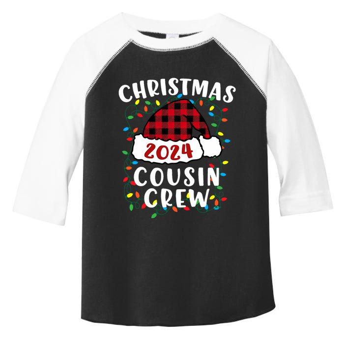 Christmas 2024 Cousin Crew Xmas Lights Santa Hat Pajamas Toddler Fine Jersey T-Shirt