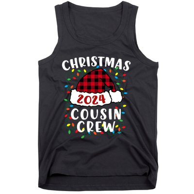 Christmas 2024 Cousin Crew Xmas Lights Santa Hat Pajamas Tank Top