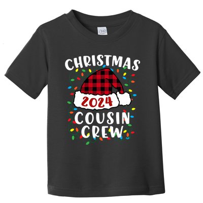 Christmas 2024 Cousin Crew Xmas Lights Santa Hat Pajamas Toddler T-Shirt