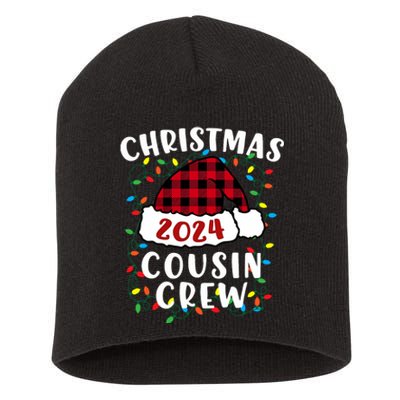 Christmas 2024 Cousin Crew Xmas Lights Santa Hat Pajamas Short Acrylic Beanie