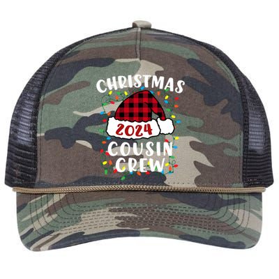 Christmas 2024 Cousin Crew Xmas Lights Santa Hat Pajamas Retro Rope Trucker Hat Cap