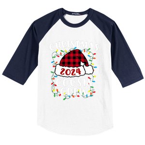 Christmas 2024 Cousin Crew Xmas Lights Santa Hat Pajamas Baseball Sleeve Shirt