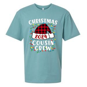 Christmas 2024 Cousin Crew Xmas Lights Santa Hat Pajamas Sueded Cloud Jersey T-Shirt