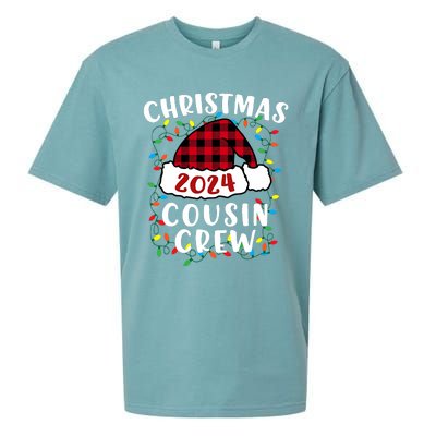 Christmas 2024 Cousin Crew Xmas Lights Santa Hat Pajamas Sueded Cloud Jersey T-Shirt