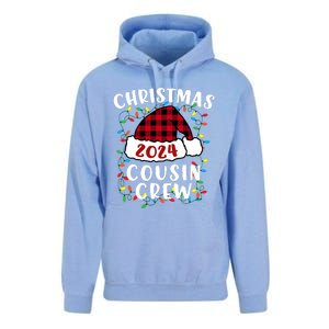 Christmas 2024 Cousin Crew Xmas Lights Santa Hat Pajamas Unisex Surf Hoodie