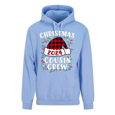 Christmas 2024 Cousin Crew Xmas Lights Santa Hat Pajamas Unisex Surf Hoodie