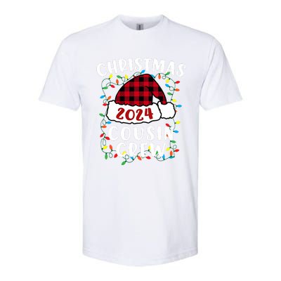 Christmas 2024 Cousin Crew Xmas Lights Santa Hat Pajamas Softstyle CVC T-Shirt