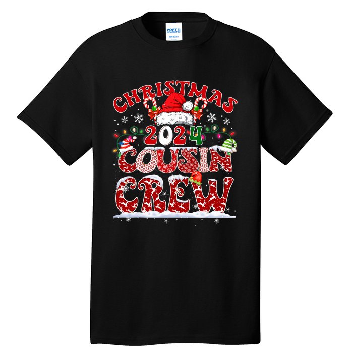 Christmas 2024 Cousin Crew Xmas Lights Santa Hat Pajamas Tall T-Shirt