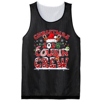 Christmas 2024 Cousin Crew Xmas Lights Santa Hat Pajamas Mesh Reversible Basketball Jersey Tank