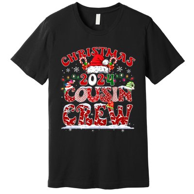 Christmas 2024 Cousin Crew Xmas Lights Santa Hat Pajamas Premium T-Shirt