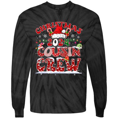 Christmas 2024 Cousin Crew Xmas Lights Santa Hat Pajamas Tie-Dye Long Sleeve Shirt