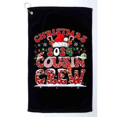 Christmas 2024 Cousin Crew Xmas Lights Santa Hat Pajamas Platinum Collection Golf Towel