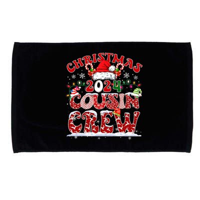 Christmas 2024 Cousin Crew Xmas Lights Santa Hat Pajamas Microfiber Hand Towel