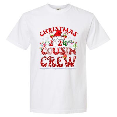 Christmas 2024 Cousin Crew Xmas Lights Santa Hat Pajamas Garment-Dyed Heavyweight T-Shirt