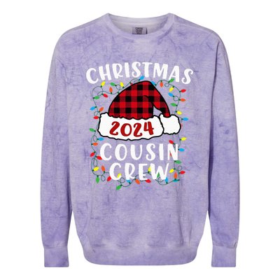 Christmas 2024 Cousin Crew Xmas Lights Santa Hat Pajamas Colorblast Crewneck Sweatshirt