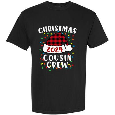 Christmas 2024 Cousin Crew Xmas Lights Santa Hat Pajamas Garment-Dyed Heavyweight T-Shirt