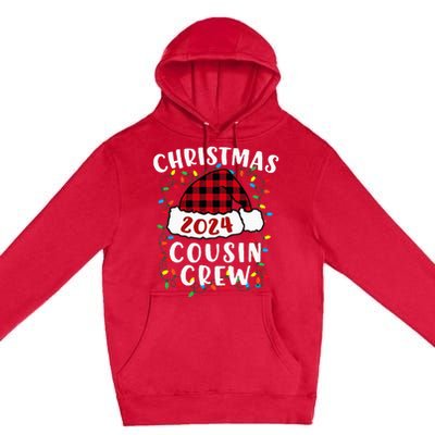 Christmas 2024 Cousin Crew Xmas Lights Santa Hat Pajamas Premium Pullover Hoodie