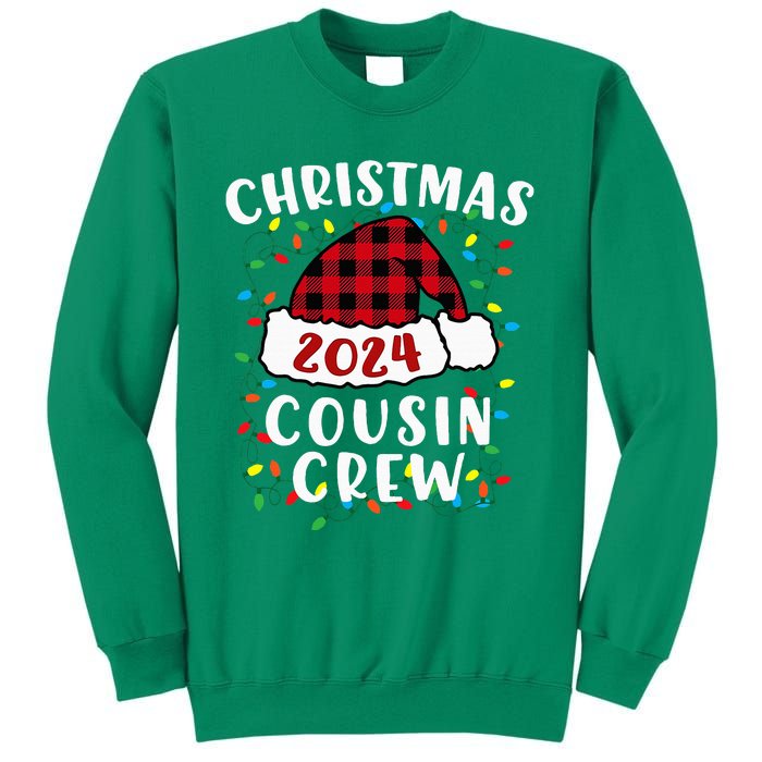 Christmas 2024 Cousin Crew Xmas Lights Santa Hat Pajamas Sweatshirt