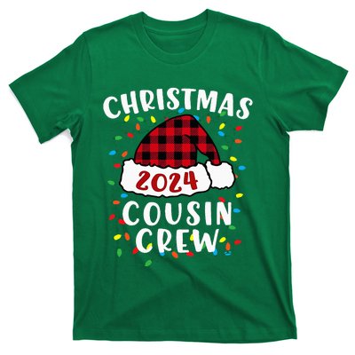 Christmas 2024 Cousin Crew Xmas Lights Santa Hat Pajamas T-Shirt