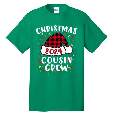 Christmas 2024 Cousin Crew Xmas Lights Santa Hat Pajamas Tall T-Shirt