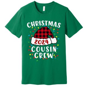 Christmas 2024 Cousin Crew Xmas Lights Santa Hat Pajamas Premium T-Shirt