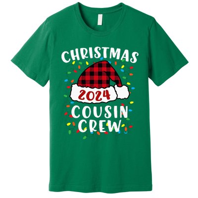 Christmas 2024 Cousin Crew Xmas Lights Santa Hat Pajamas Premium T-Shirt