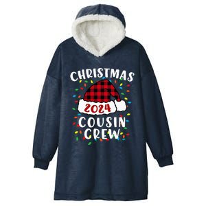 Christmas 2024 Cousin Crew Xmas Lights Santa Hat Pajamas Hooded Wearable Blanket