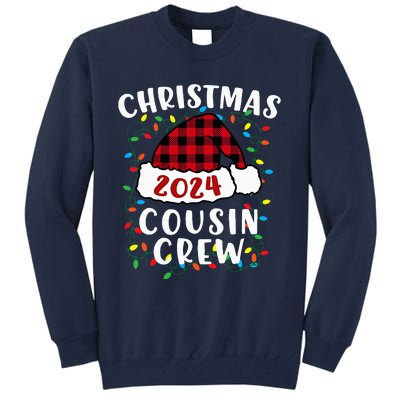 Christmas 2024 Cousin Crew Xmas Lights Santa Hat Pajamas Tall Sweatshirt