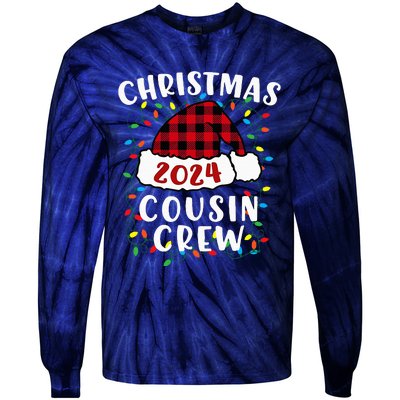 Christmas 2024 Cousin Crew Xmas Lights Santa Hat Pajamas Tie-Dye Long Sleeve Shirt