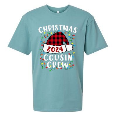 Christmas 2024 Cousin Crew Xmas Lights Santa Hat Pajamas Sueded Cloud Jersey T-Shirt