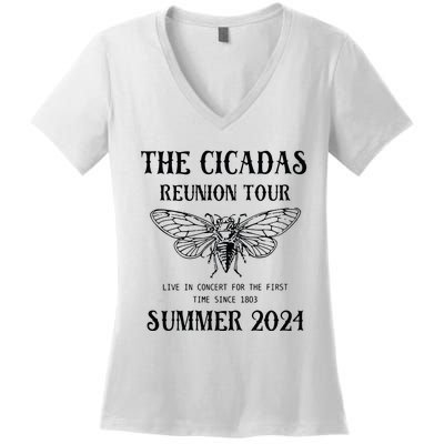 Cicada 2024 Cicada Reunion Funny Cicada Concert Women's V-Neck T-Shirt