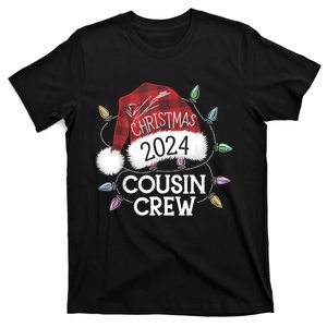 Christmas 2024 Cousin Crew Xmas Lights Santa Hat Pajamas T-Shirt