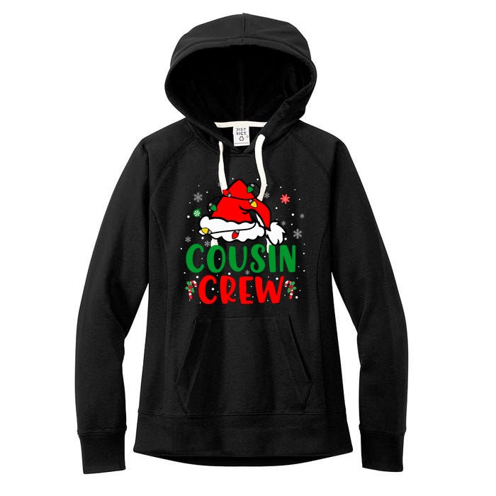 Christmas 2024 Cousin Crew Xmas Santa Hat Pajamas Women's Fleece Hoodie