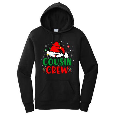 Christmas 2024 Cousin Crew Xmas Santa Hat Pajamas Women's Pullover Hoodie