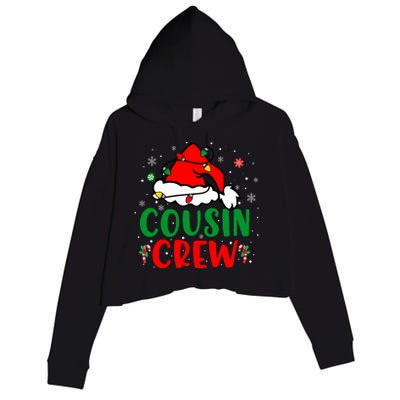 Christmas 2024 Cousin Crew Xmas Santa Hat Pajamas Crop Fleece Hoodie