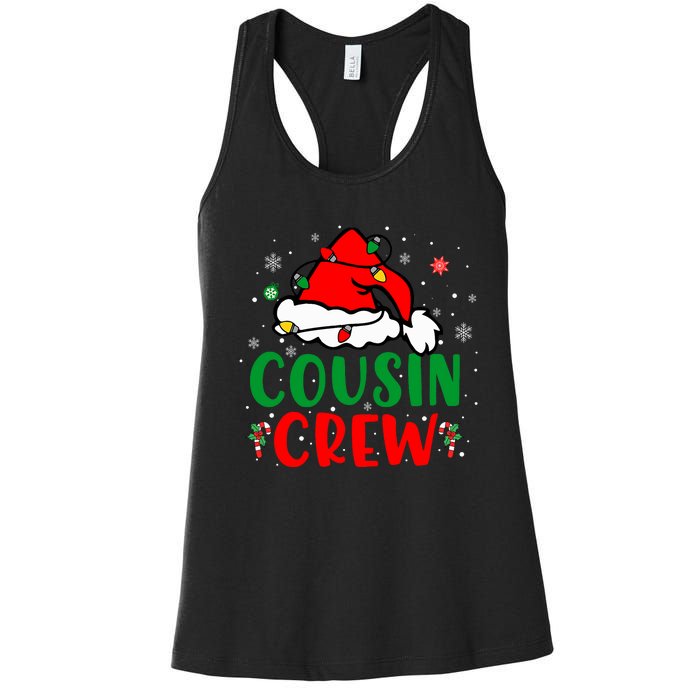 Christmas 2024 Cousin Crew Xmas Santa Hat Pajamas Women's Racerback Tank