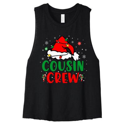 Christmas 2024 Cousin Crew Xmas Santa Hat Pajamas Women's Racerback Cropped Tank