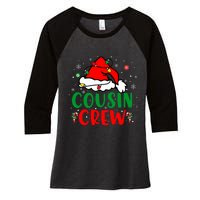 Christmas 2024 Cousin Crew Xmas Santa Hat Pajamas Women's Tri-Blend 3/4-Sleeve Raglan Shirt