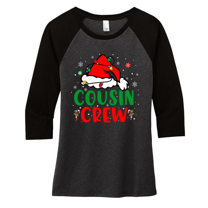 Christmas 2024 Cousin Crew Xmas Santa Hat Pajamas Women's Tri-Blend 3/4-Sleeve Raglan Shirt