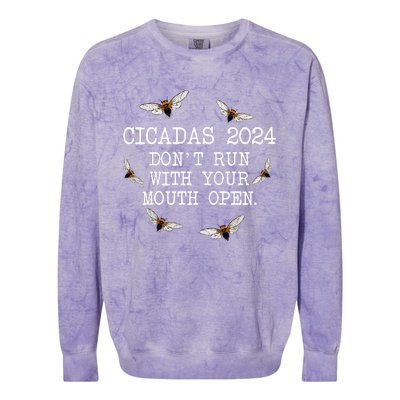 Cicadas 2024 DonT Run With Your Mouth Open Brood Xiii Colorblast Crewneck Sweatshirt