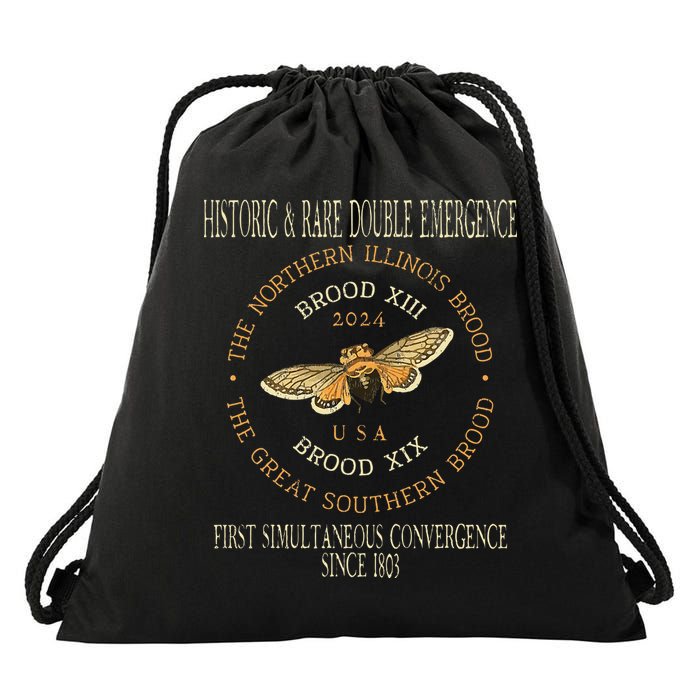 Cicada 2024 Event Brood Xix & Xiii Emergence Drawstring Bag