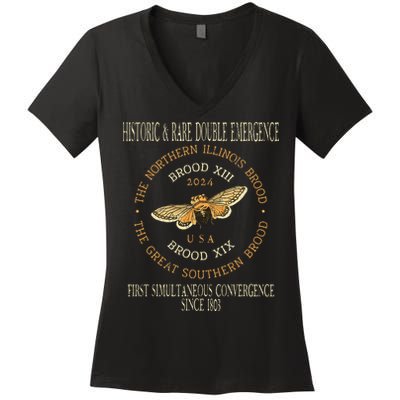 Cicada 2024 Event Brood Xix & Xiii Emergence Women's V-Neck T-Shirt