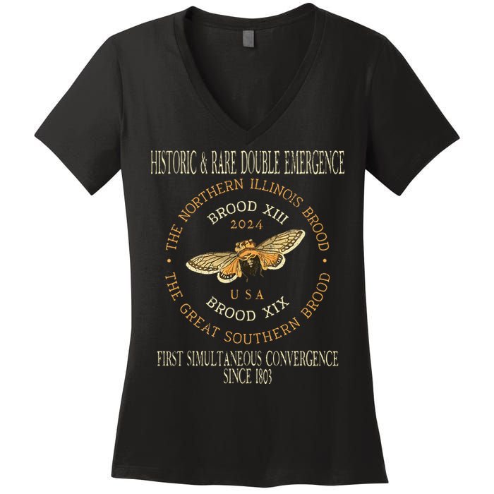 Cicada 2024 Event Brood Xix & Xiii Emergence Women's V-Neck T-Shirt